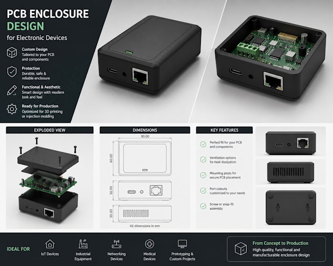design pcb enclosure or case for electronic devices