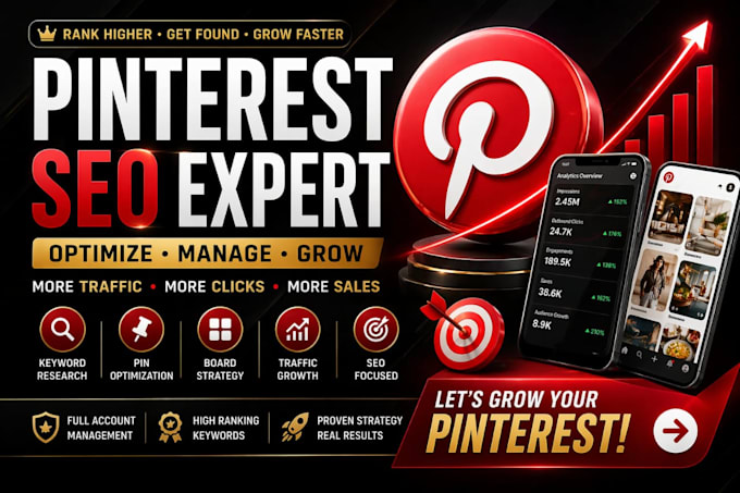 create SEO optimized pins to grow traffic and sales as a pinterest manager