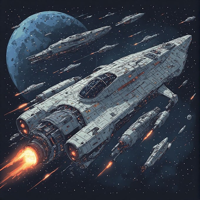 create spaceship concept art for you