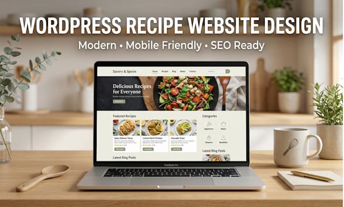 creat a modern wordpress recipe blog website