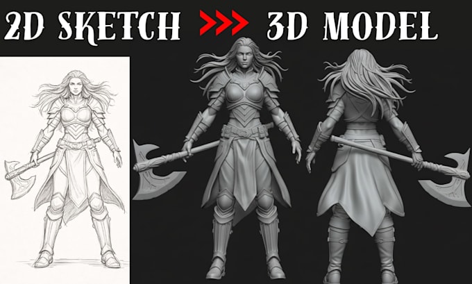 convert your 2d sketch image drawing into high quality 3d printable stl model