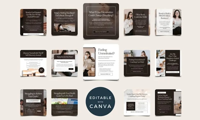 personalized editable canva instagram templates for coaches and course creators