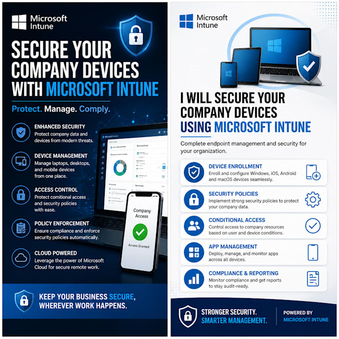 set up microsoft intune and secure company devices properly