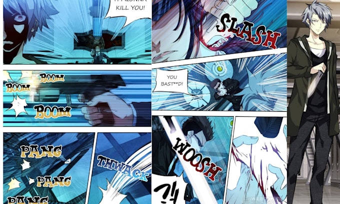 draw your high action sci fi webtoon, manhwa or manga comic page