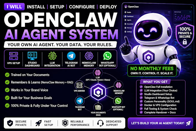 install openclaw agent setup vps studio llm open claw telegram ai bot nemoclaw
