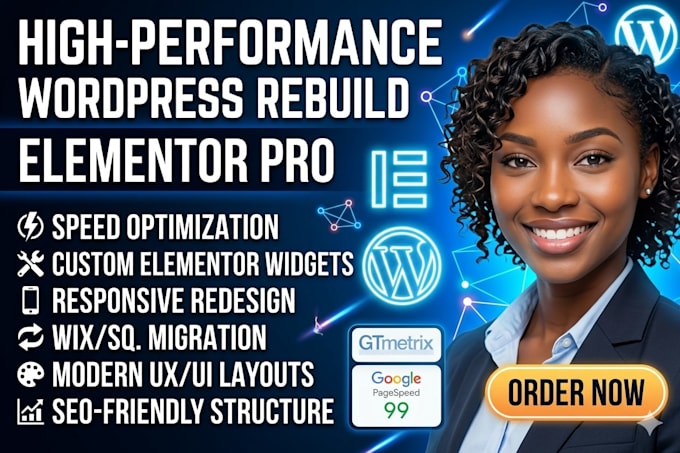 build, design or redesign wordpress website, rebuild wordpress elementor website