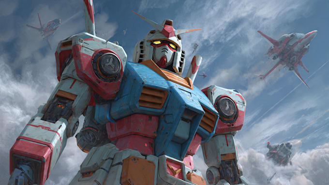 create retro mecha or scifi gundam art