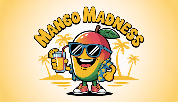 do woman mango drink mascot logo