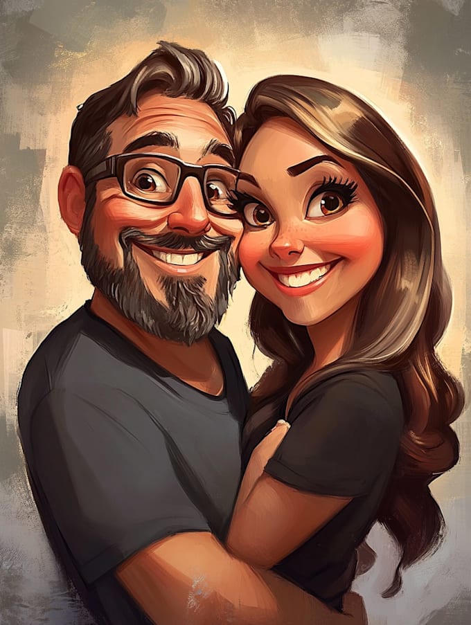 create professional caricatures for couples or wedding gift