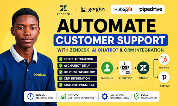 setup zendesk gorgias customer support ai bot hubspot pipedrive CRM integration