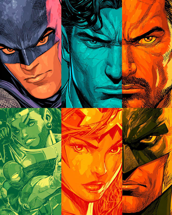 illustrate comic book covers, pages, pinups, superheroes