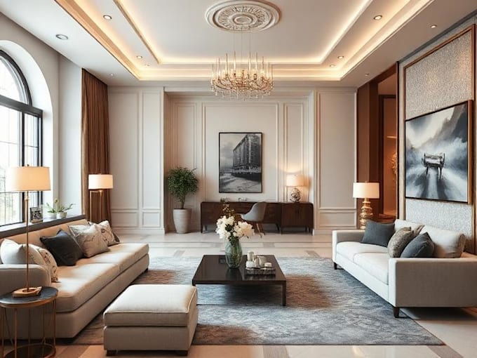 create luxury living room, bedroom interior design