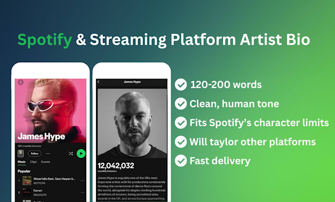 write your spotify or streaming platform artist biography