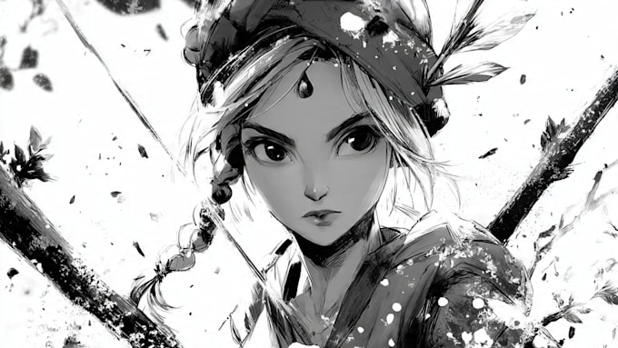 draw simple black and white illustration