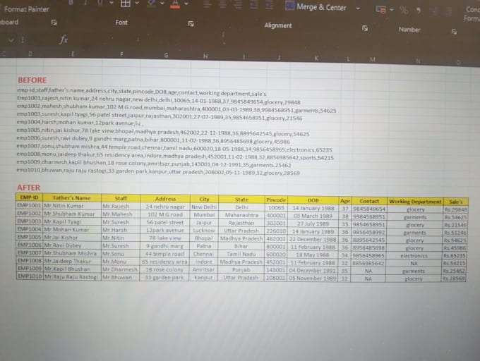 do excel data cleaning and formatting