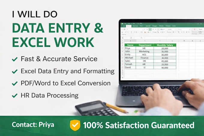 do accurate data entry, excel work and HR support