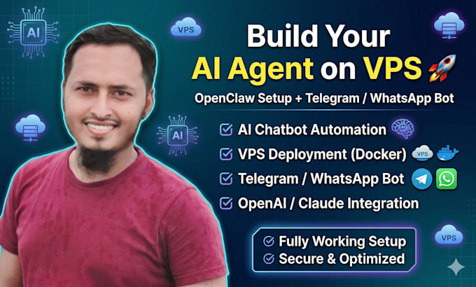 install openclaw on vps, setup telegram bot or whatsapp bot with ai skills