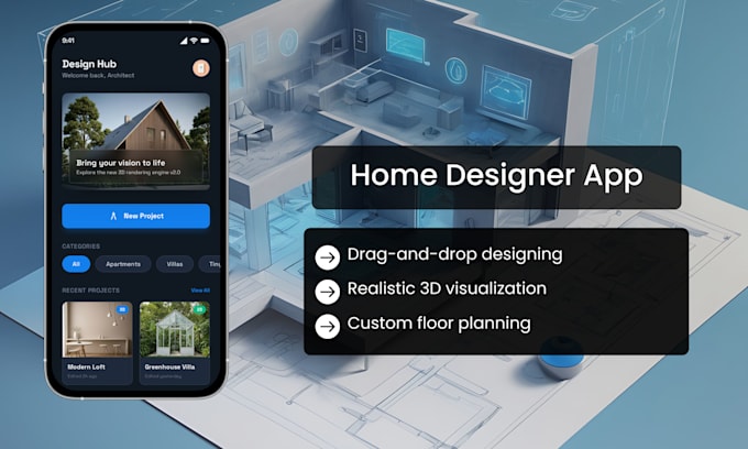 a custom home design app like planner 5d and room planner