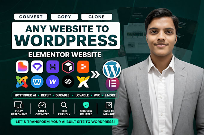 copy clone convert hostinger ai, replit, durable, lovable or wix to wordpress