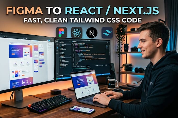 convert figma to react js or next js using tailwind CSS