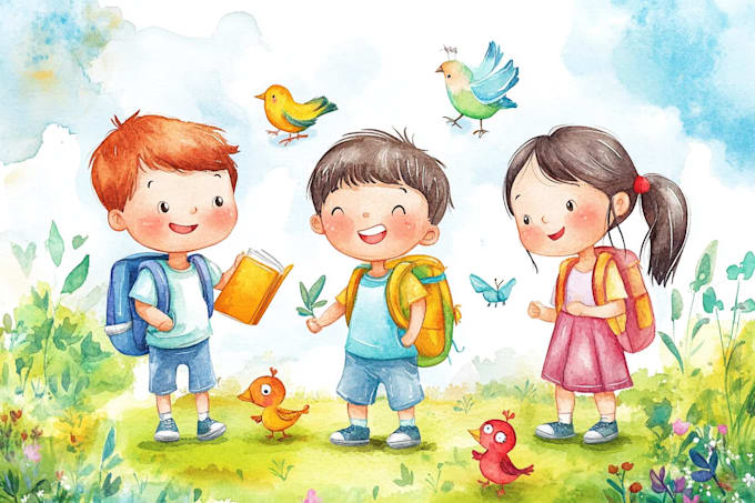 illustrate charming children book illustration