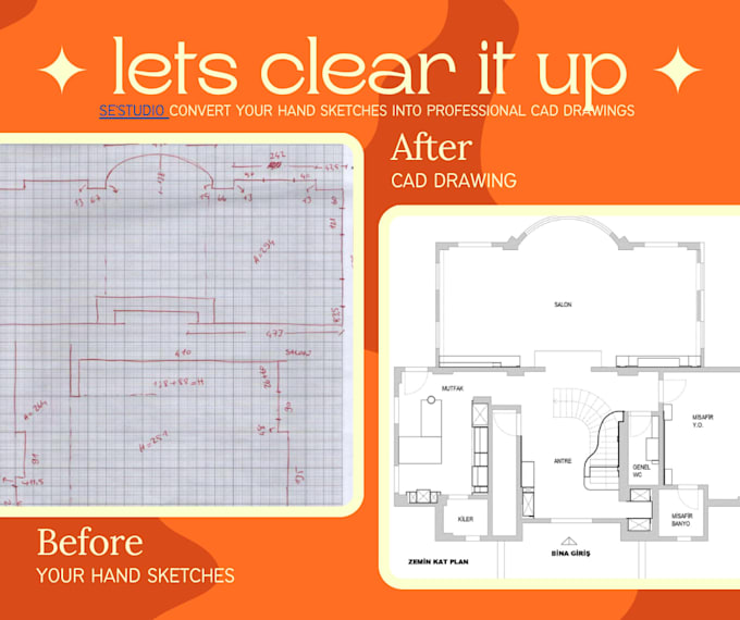 Convert your hand sketches into professional cad drawings by Sesstudioo ...