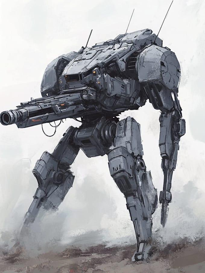 create retro mecha or scifi gundam art