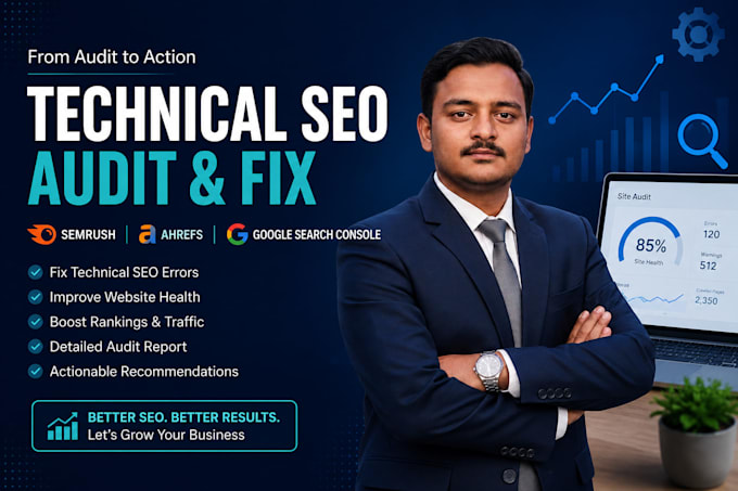 fix technical SEO errors from semrush, ahrefs and google search console audit