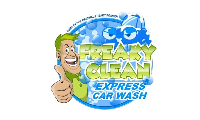 design clean express car wash mascot logo