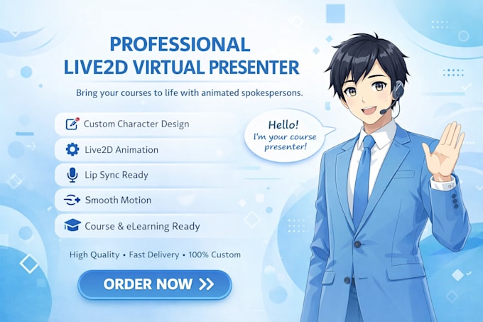 create a professional live2d virtual presenter spokesperson for your courses