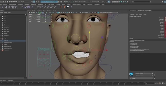 fix 3d face control rig, skin weighting,face expressions,lip syncing, blendshape
