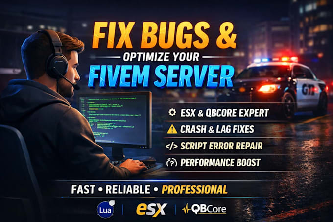 fix bugs and optimize your fivem server esx, qbcore, scripts