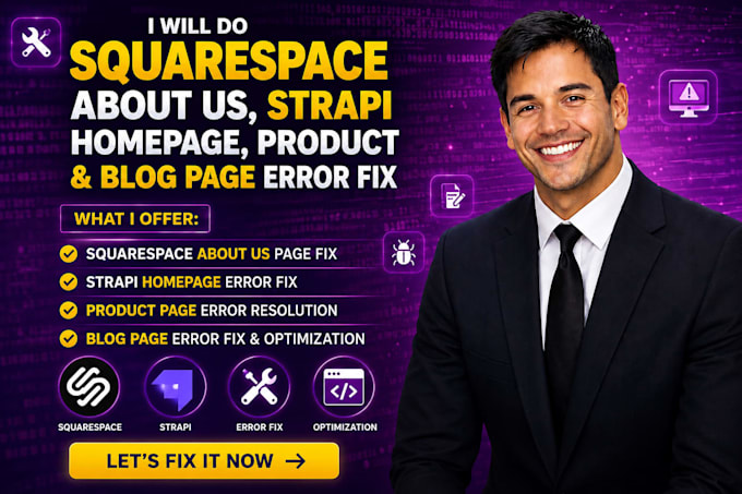 do squarespace about us, strapi homepage, product and blog page error fix