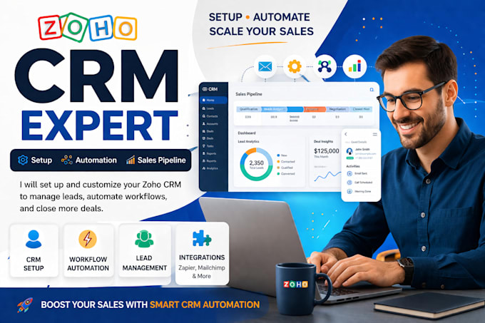 set up zoho CRM, automation workflows, and integration