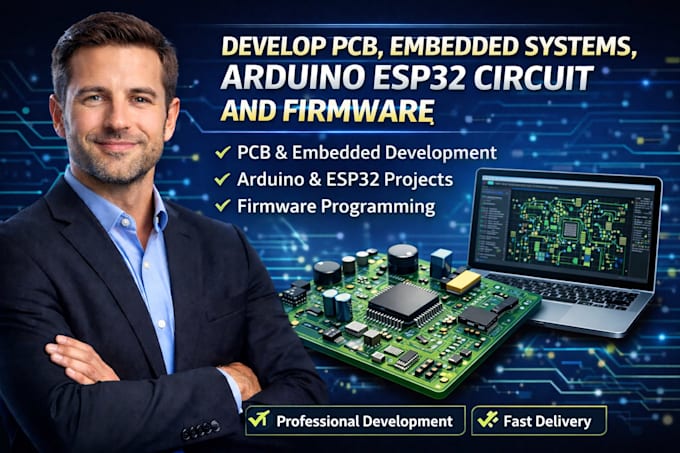 Desarrollar sistema embebido en pcb, circuito y firmware para arduino esp32