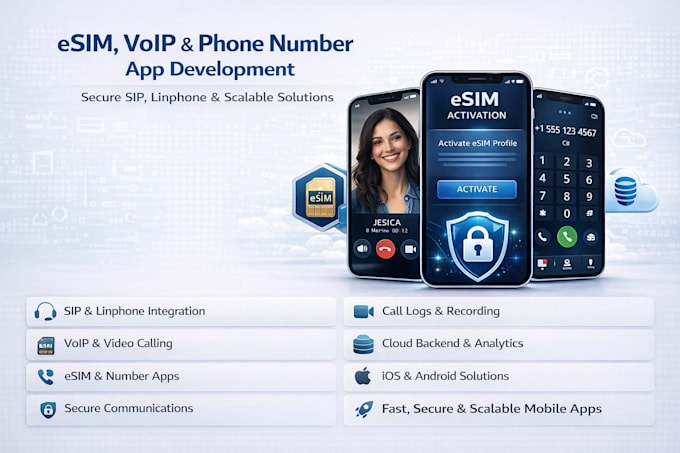 build esim, linphone, softphone, and voip app development for android and ios