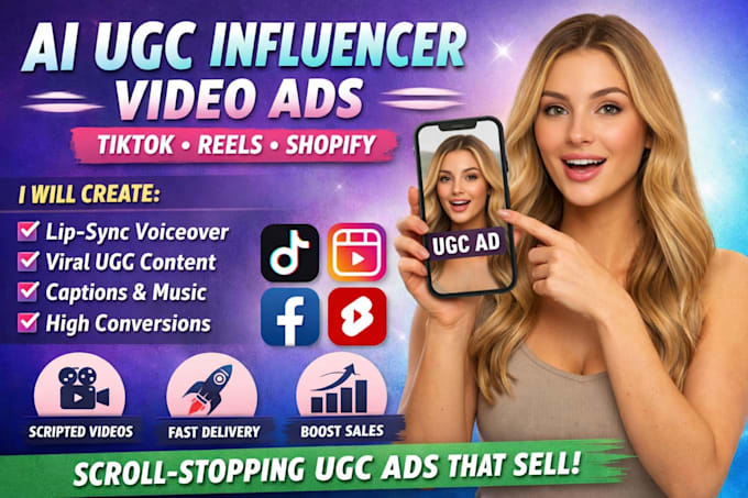 create ai ugc influencer video ads,ugc ads,tiktok ads with lipsync