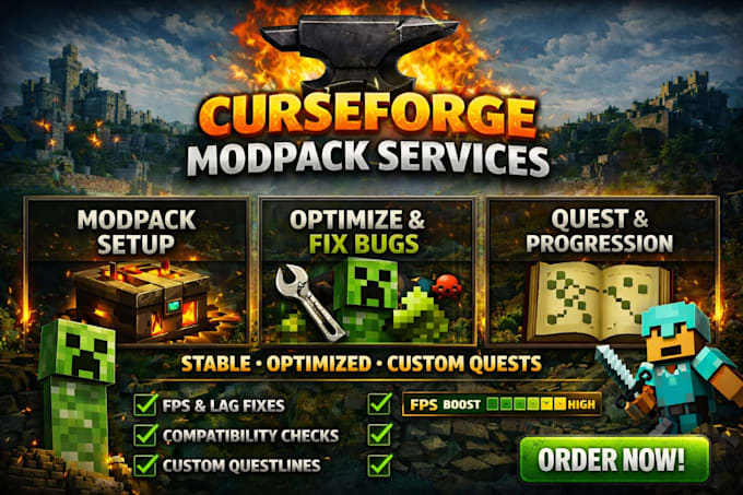 create and optimize a smooth curseforge modpack with custom quests