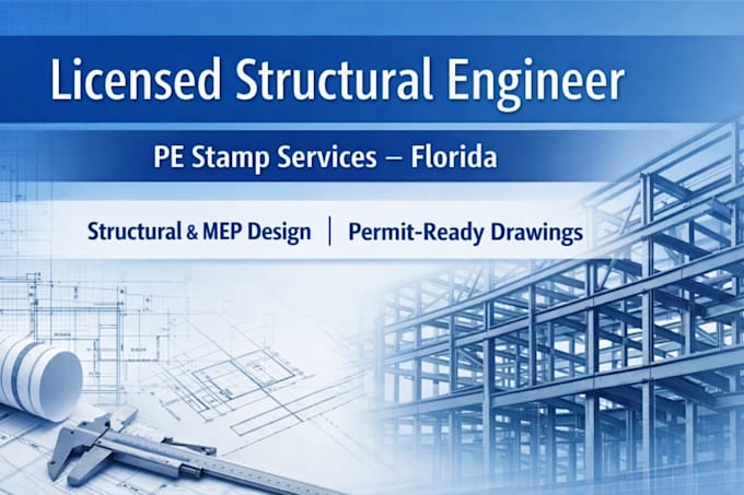 Pe stamp licensed structural design florida stamp, mep, structural plan ...