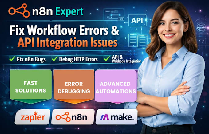 fix n8n workflow errors, debug http request bugs, API integration webhook issues