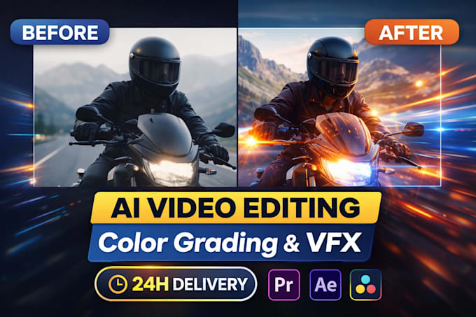do ai video editing, color grading effects in 24h