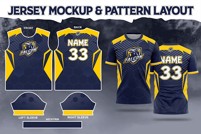 jersey mockup design and pattern layout for sublimation