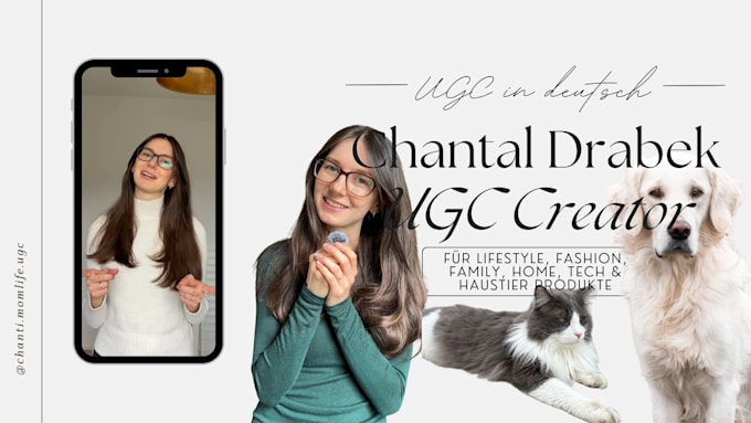 create professional ugc video with cat, dog in german