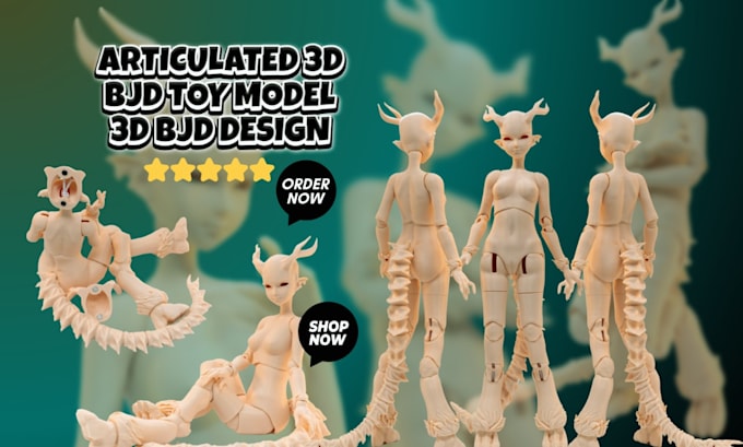 3d articulated model, 3d bjd model, bjd toy design, 3d flexi model, 3d bjd doll