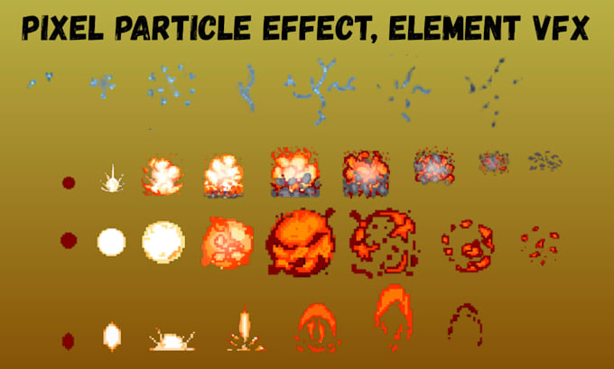 create pixel animated icon, vfx animation, particle effects, element, skill icon