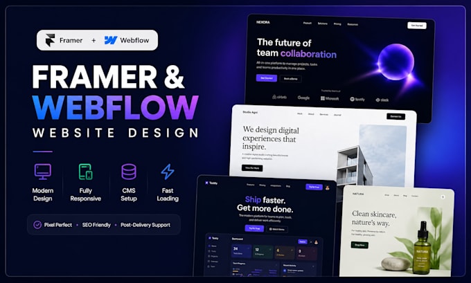 develop framer website, framer website design, webflow landing page, framer cms