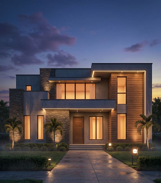 create hyper realistic exterior 3d rendering