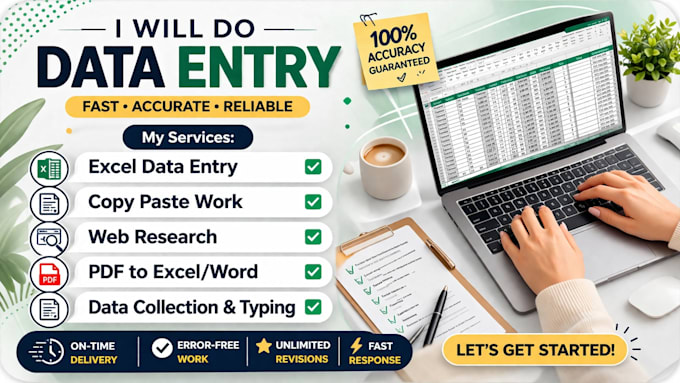 do fast and accurate data entry copy paste PDF to word excel and web reasearch