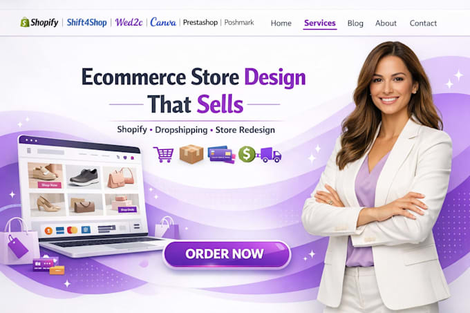 wed2c ecommerce dropshipping shift4shop shopify website store design redesign