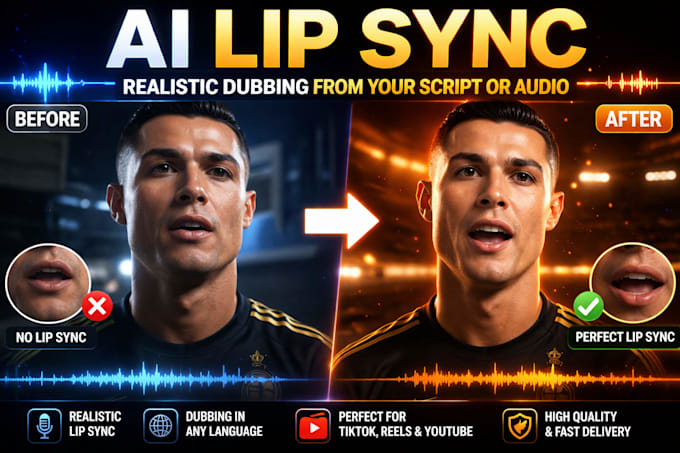 create realistic ai lip sync video for tiktok, reels and youtube